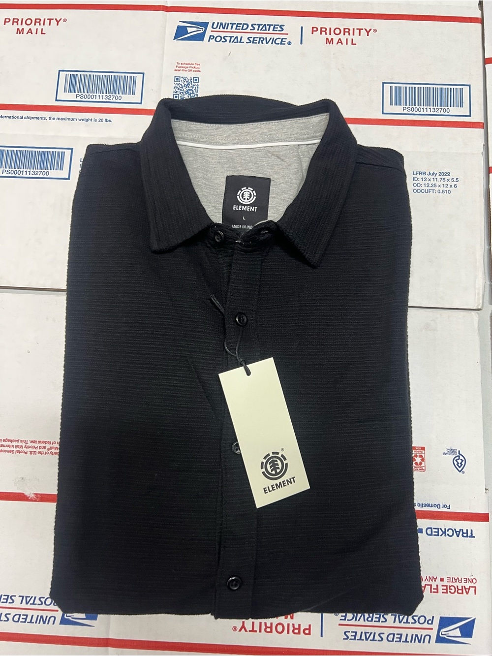 Element Men's Black Polo-Style Button Shirt